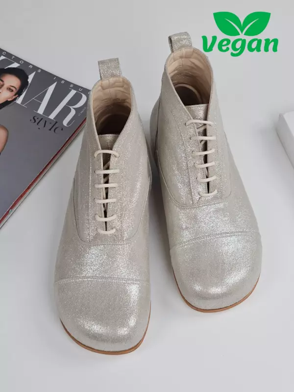 Barefoot Smooth Boots Vegan Shiny Textile 2 cm heel