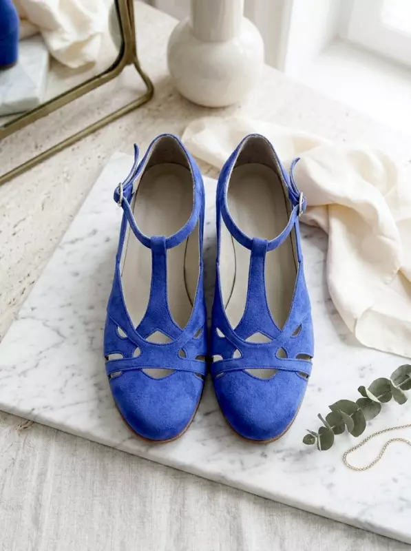 Blue Suede 4 cm heel