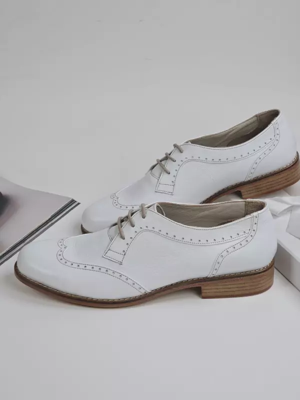 Oxfords White Leather 2 cm heel