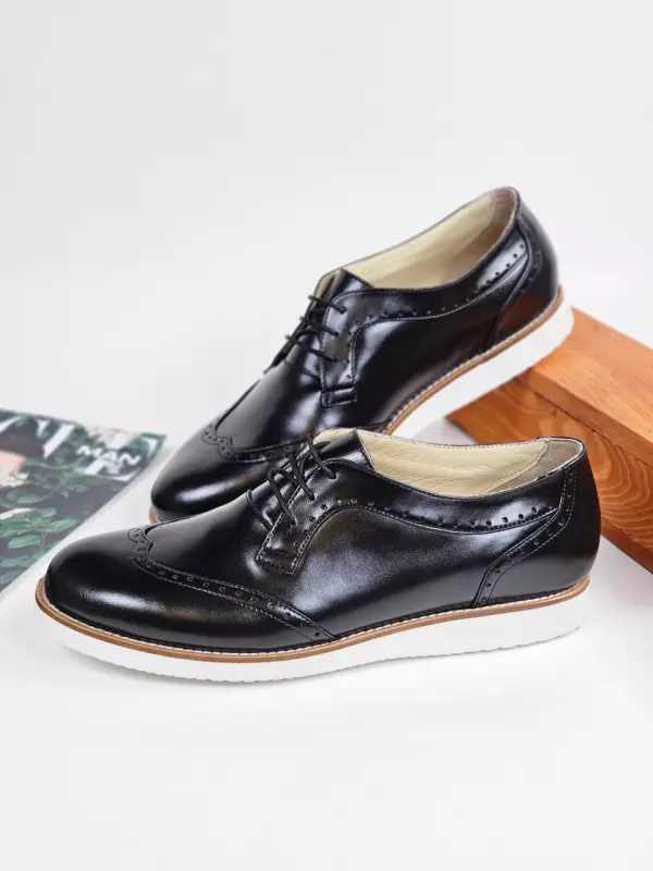 Men Oxfords Black Leather with Eva Sole