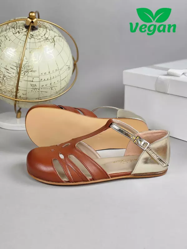 Vegan Light Brown & Platinum Leather Zero Drop