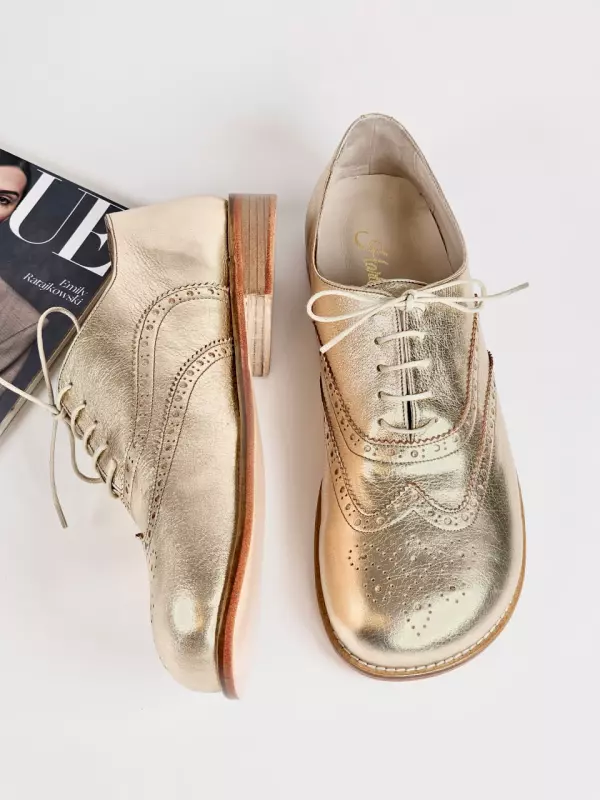 Barefoot Brogue Platinum Gold Leather 2 cm heel