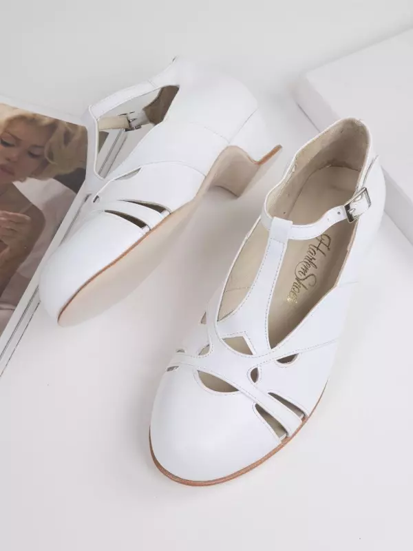 Spring White Leather 4 cm heel