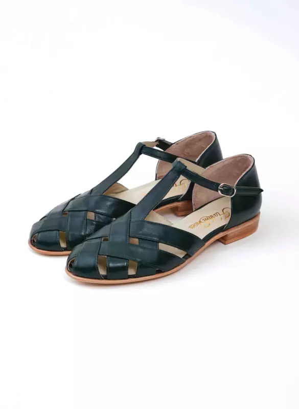 Jungle Green Leather 1.5 cm heel