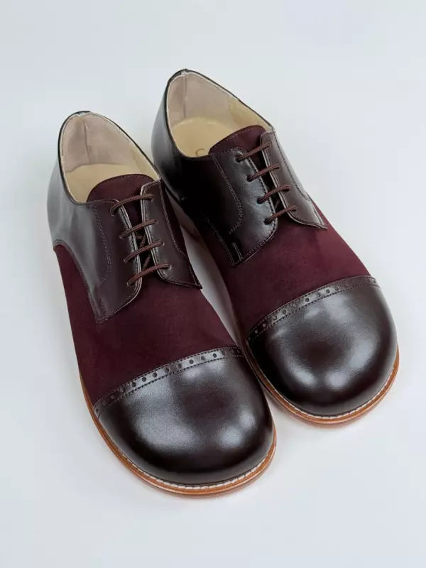 Dark Chocolate Leather & Bordeaux Suede 2 cm heel