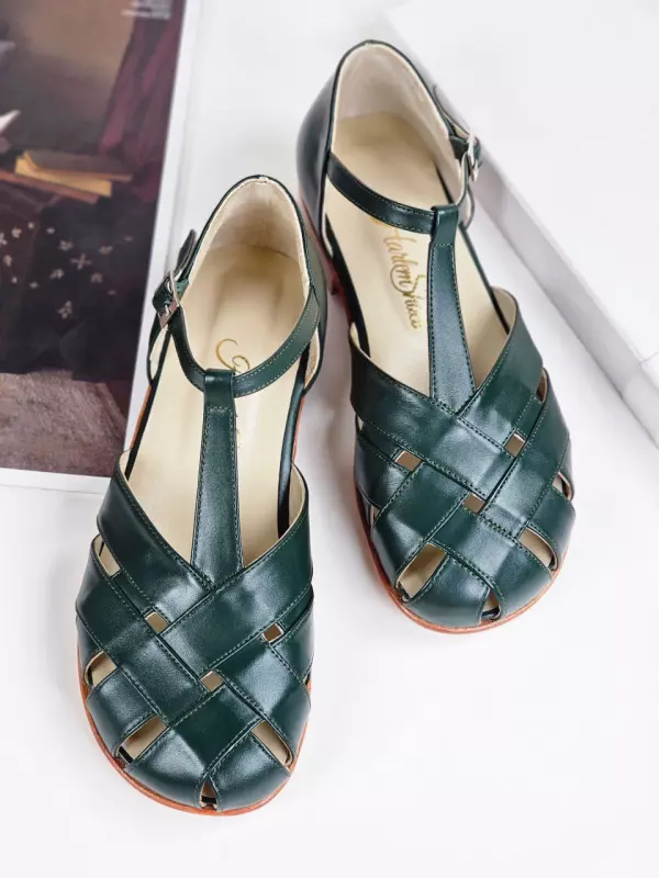 Barefoot Summer Jungle Green Leather 1.5 cm heel
