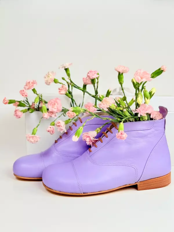 Barefoot Smooth Boots Lilac Leather 2 cm heel