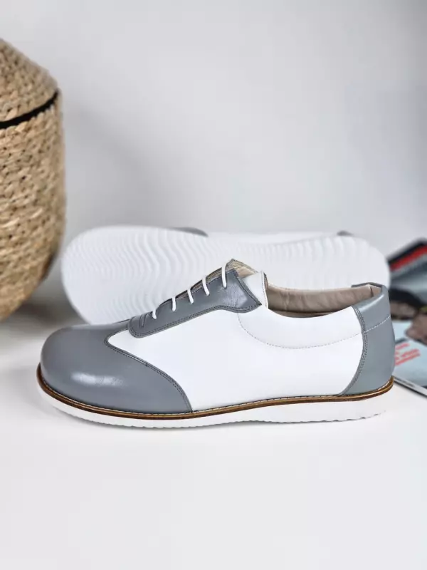 Grey & White Leather with Eva Sole