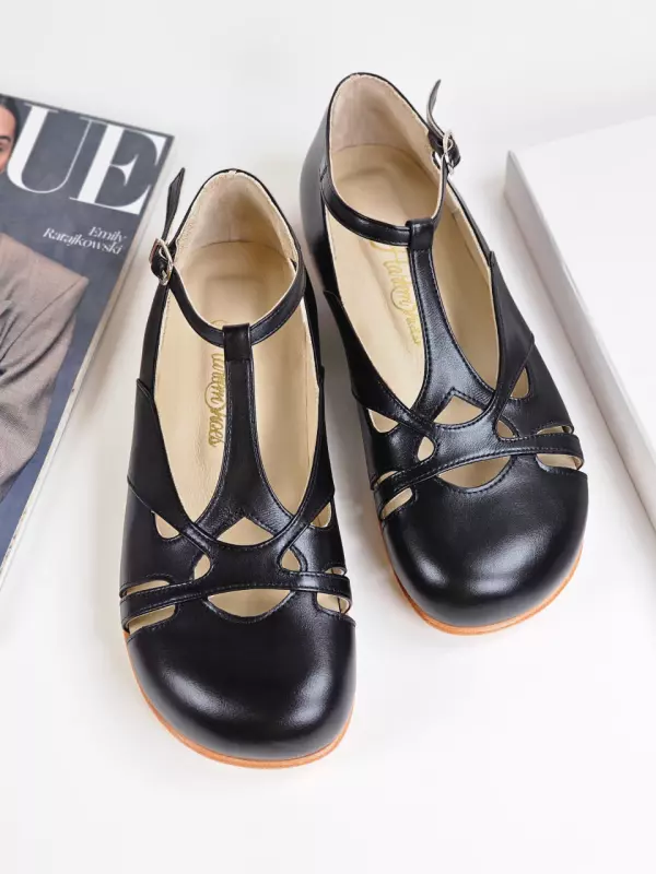 Barefoot Spring Black Leather 0.5 cm heel