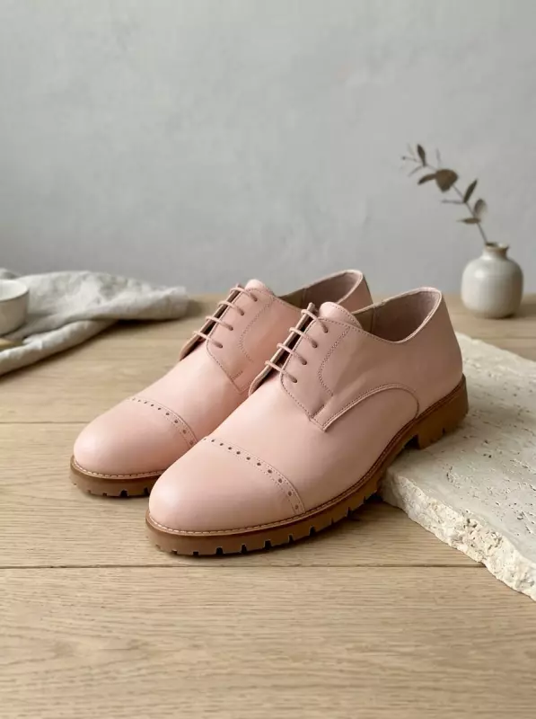 California Pink Leather Street Rubber Sole