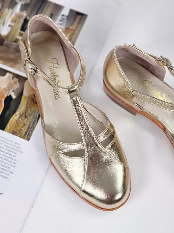 Platinum Gold Leather 2 cm heel