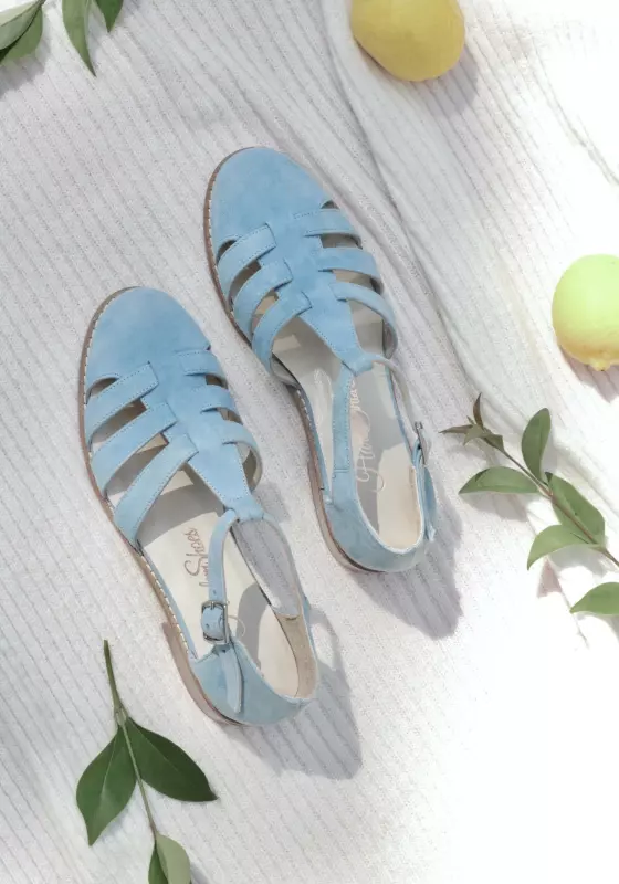 Sandals Baby Blue Suede 2 cm heel