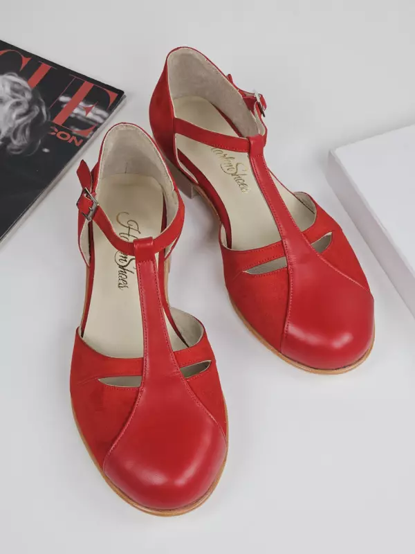 Red Suede & Leather 2 cm heel