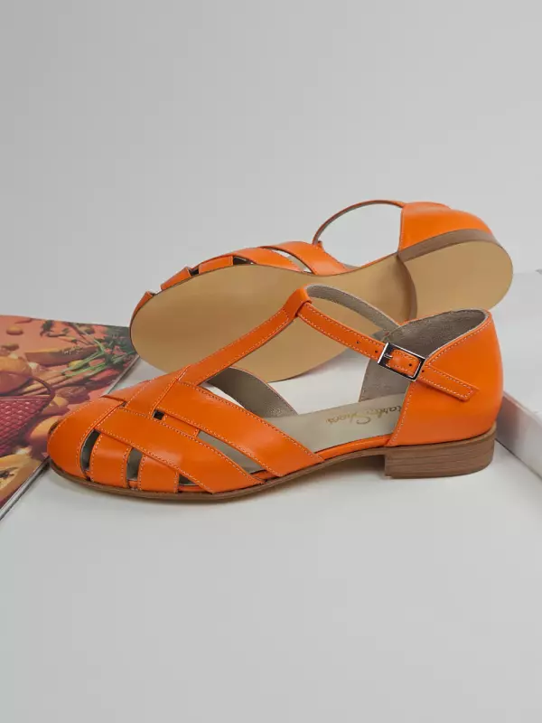Summer Orange Leather 1.5 cm heel