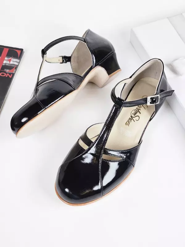 Isabel Black Polished Leather 3 cm heel