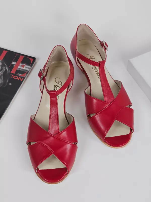 Doris Red Leather 4 cm heel