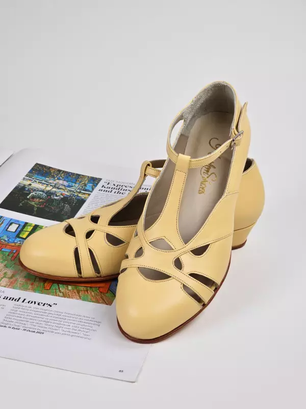 Lemon Yellow Leather 4 cm heel