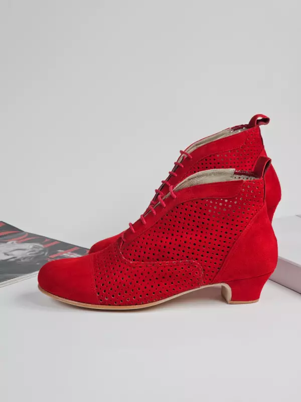 Perforated Red Suede 4 cm heel
