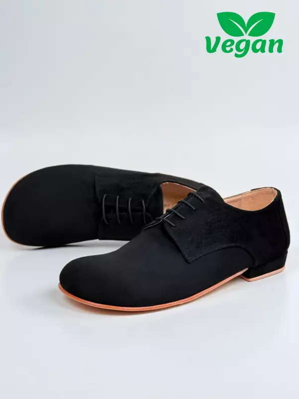 Barefoot Frankie Vegan Black Suede with Flexible sole 2 cm heel