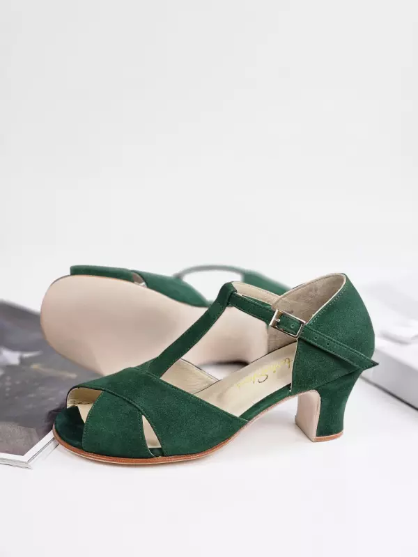 Barefoot Doris Emerald Green Suede 6cm heel