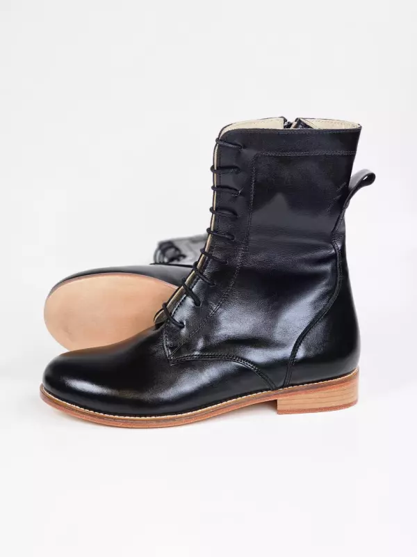 Biker Boots Black Leather 2 cm heel