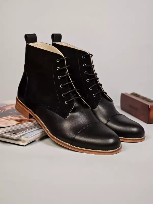 Black Lather & Suede 2 cm heel