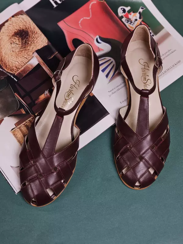 Summer Bordeaux Leather 1.5 cm heel
