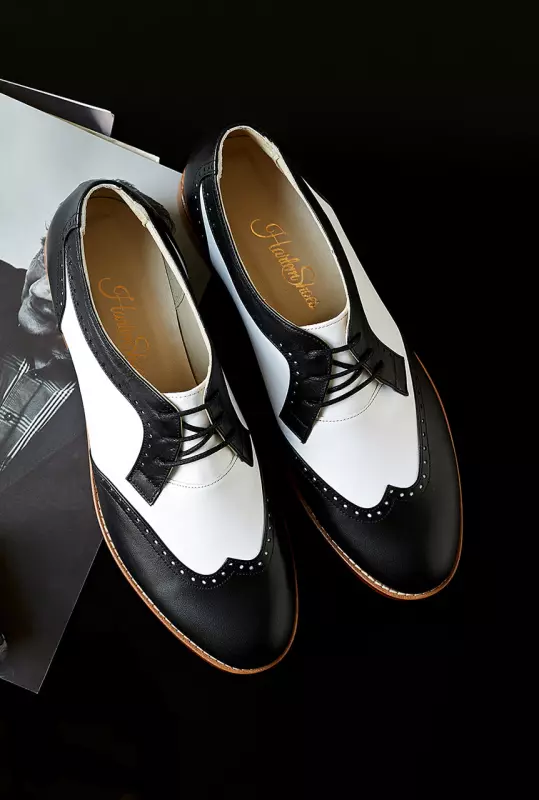 Men Oxfords Black & White Leather 2 cm heel