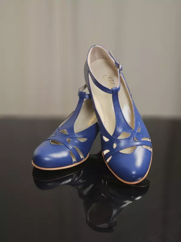 Blue Leather 6 cm heel