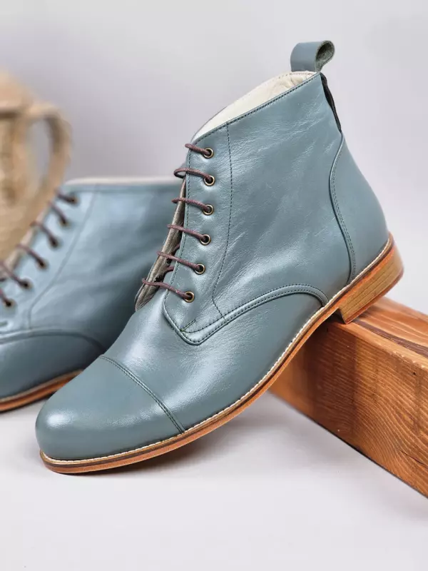 Teal Green Leather 2cm heel