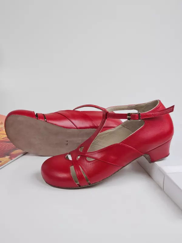 Barefoot Spring Red Leather 4 cm heel