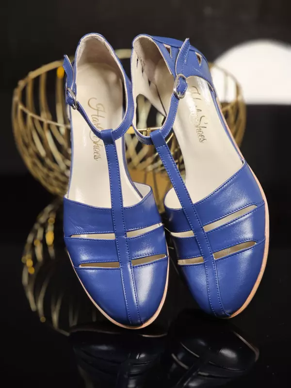 Blue Leather 4 cm heel