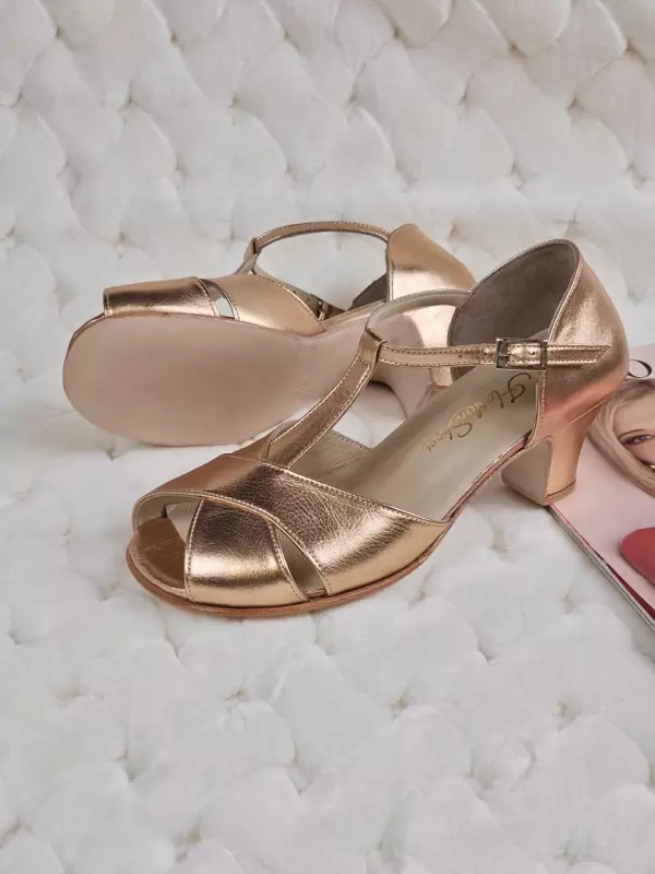 Barefoot Doris Rose Gold Leather 6 cm heel