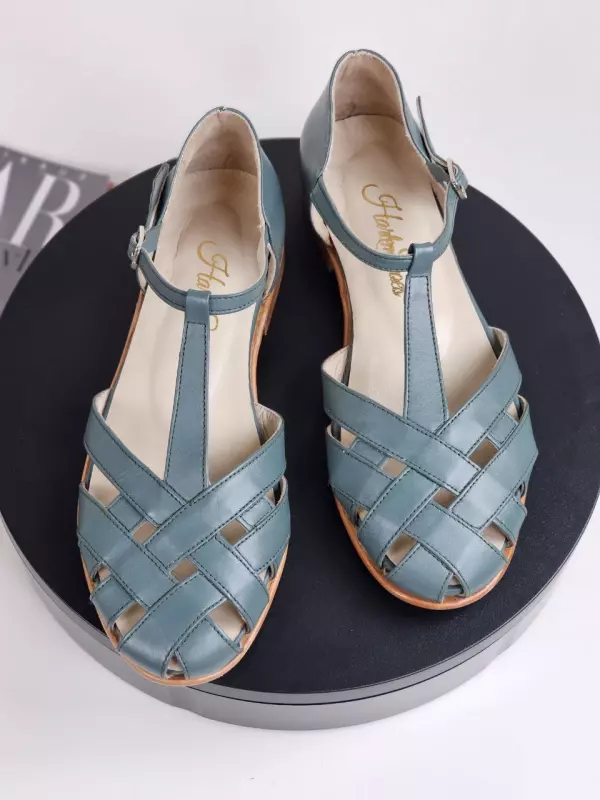 Summer Teal Green Leather 1.5 cm heel