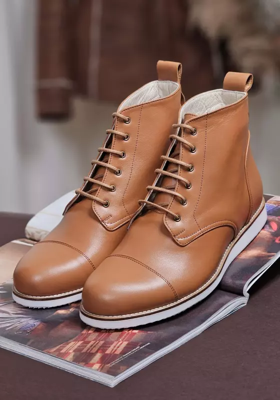 Derby Boots Light Brown Leather with Eva Sole