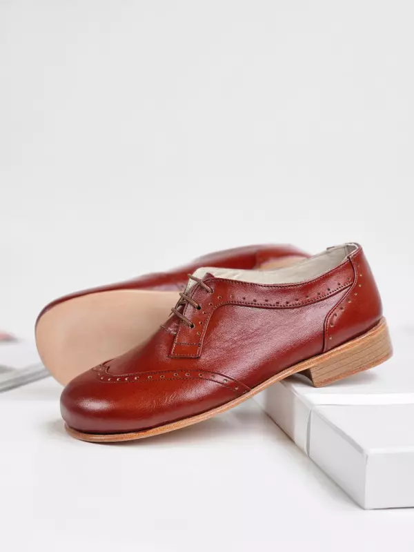Barefoot Oxfords Brown Leather 2 cm heel