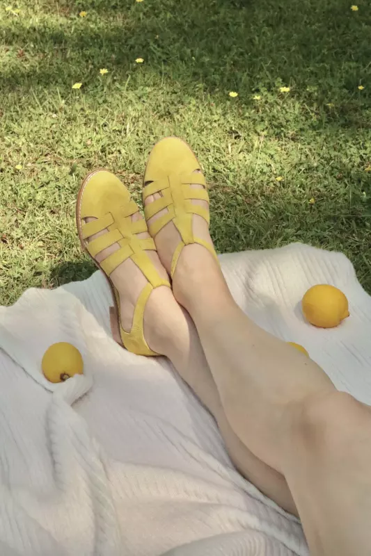 Sandals Yellow Suede 2 cm heel