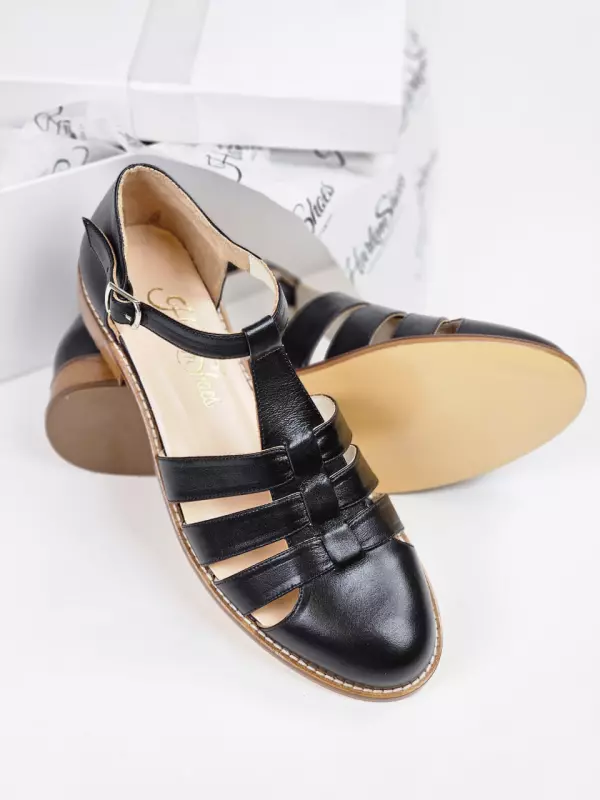 Sandals Black Leather 2 cm heel