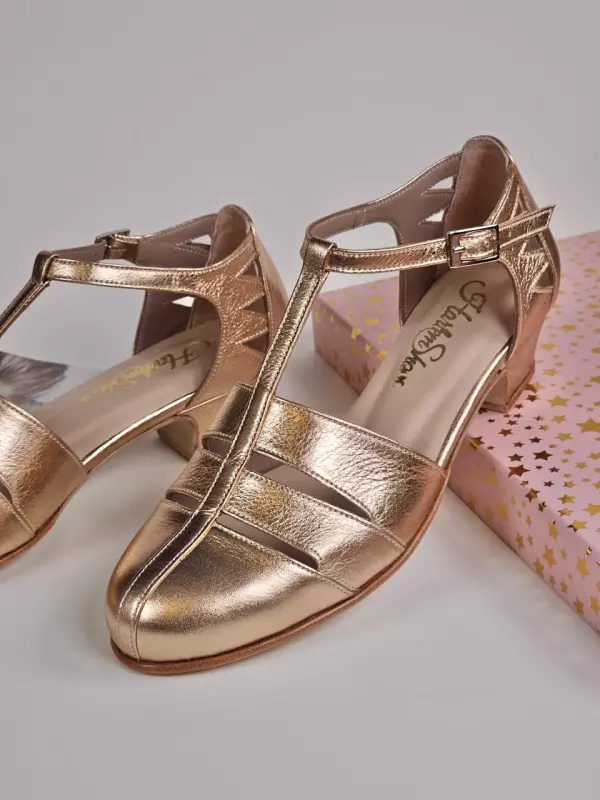 Rose Gold Leather 4 cm heel