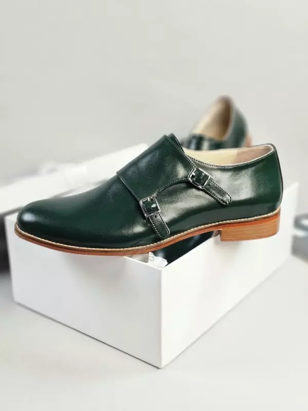 Monk Jungle Green Leather 2 cm heel