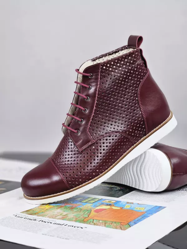 Derby Boots Perforated Bordeaux Leather with Eva sole