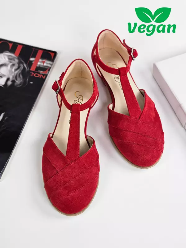 Sugar Vegan Red Textile 4 cm heel