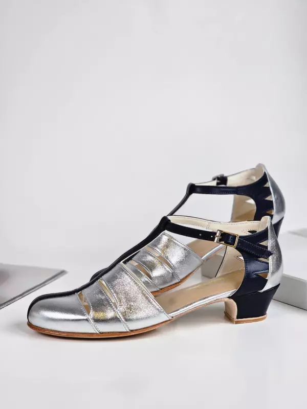 Harmony Silver & Dark Blue Leather 4 cm heel