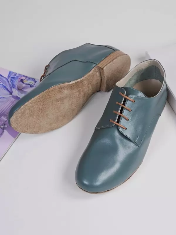 Frankie Soft Teal Green Leather 1 cm heel