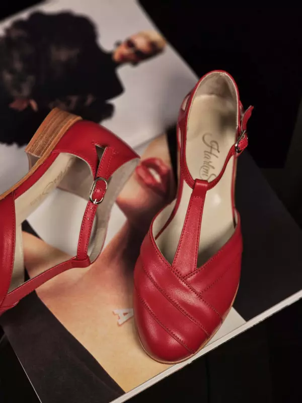 Red Leather 2 cm heel