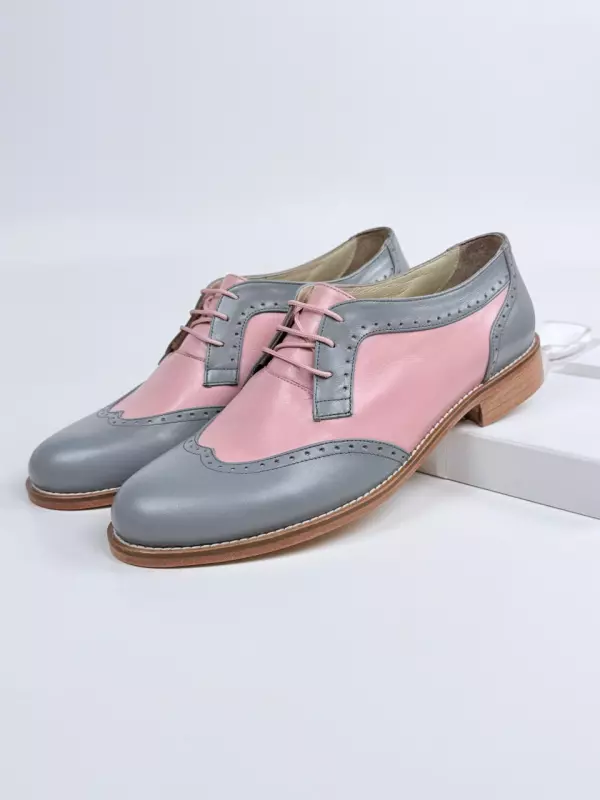 Grey & Pink Leather 2 cm heel