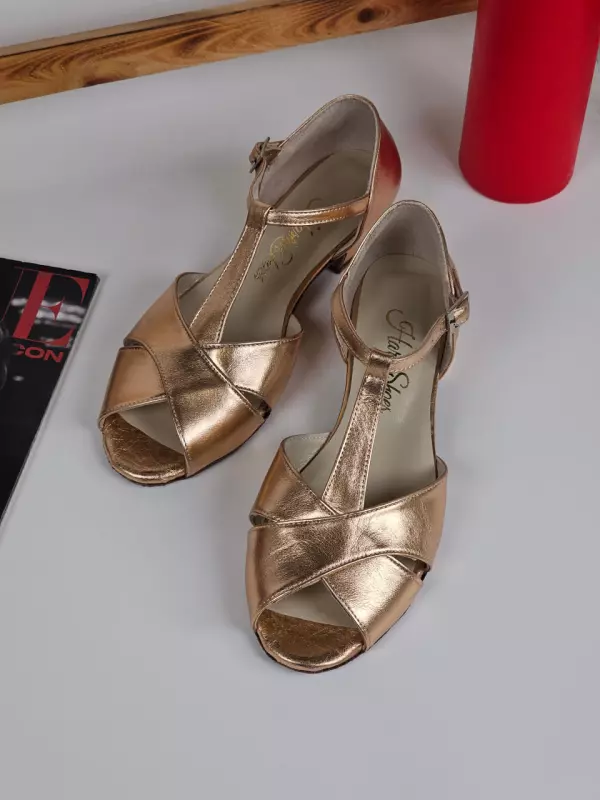 Doris Rose Gold Leather 4 cm heel