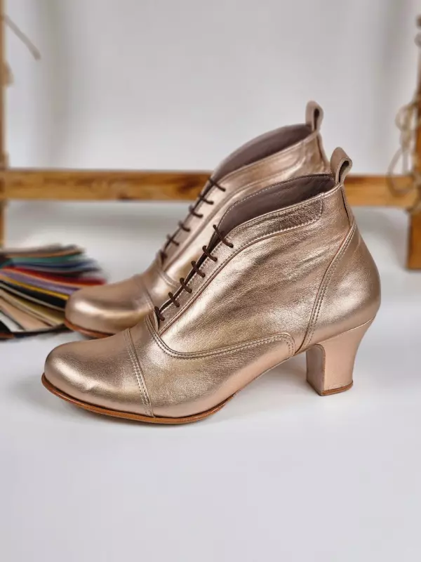 Smooth Boots Rose Gold Leather 6 cm heel