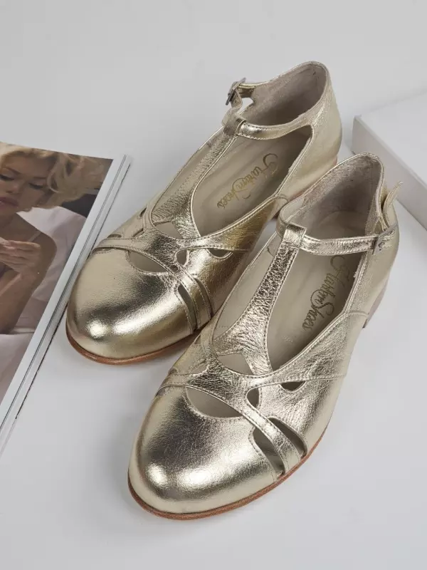 Platinum Gold Leather 2 cm heel