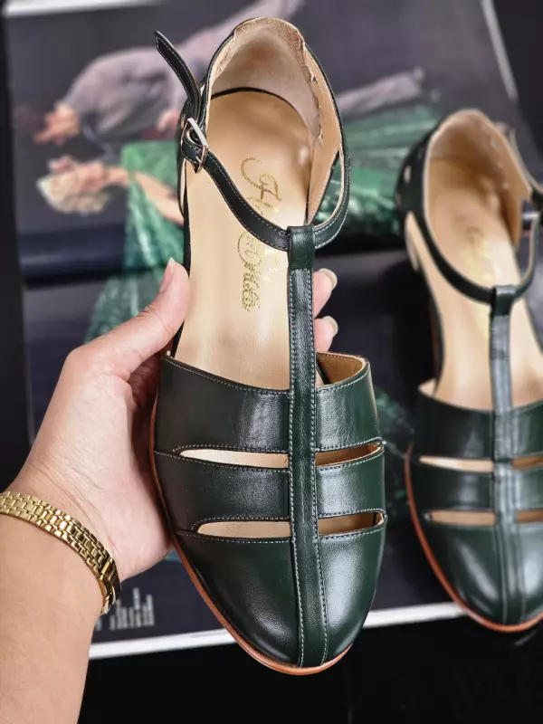 Harmony Jungle Green Leather 4 cm heel